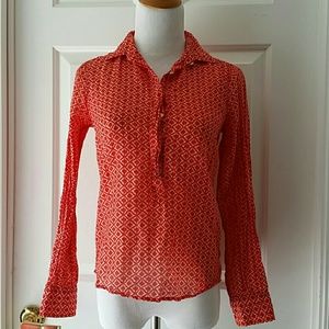 J crew Womens  Top Blouse half Button down XXS